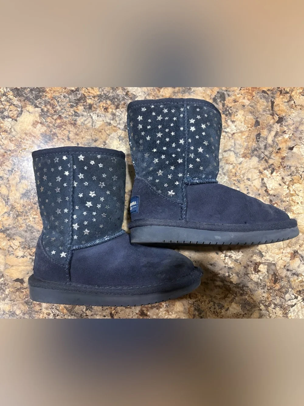 Koolaburra Navy Kids Star-Print Cozy Winter Boots